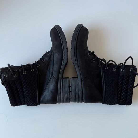 BOC Karel Combat Womens Boots Size 6M Black Stacked Heel  Herringbone Z23400 - Picture 5 of 13